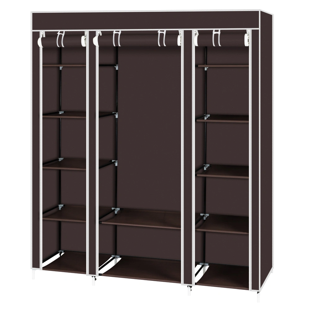 69" Portable Clothes Closet Wardrobe Storage Organizer with Non-Woven Fabric Quick and Easy to Assemble Extra Strong and Durable Dark Brown view 6