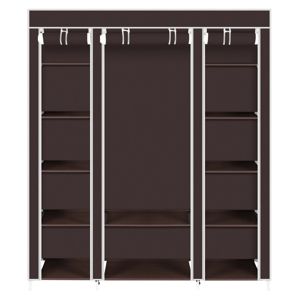 69" Portable Clothes Closet Wardrobe Storage Organizer with Non-Woven Fabric Quick and Easy to Assemble Extra Strong and Durable Dark Brown view 8