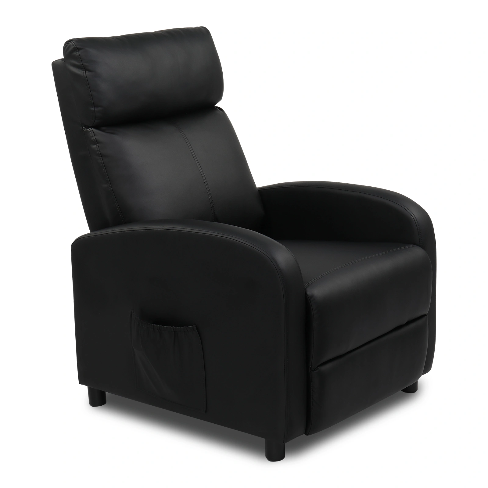 Black PU Recliner Chair with 2-Point Massage & Heating Function - Electric Rocking Recliner for Living Room view 4