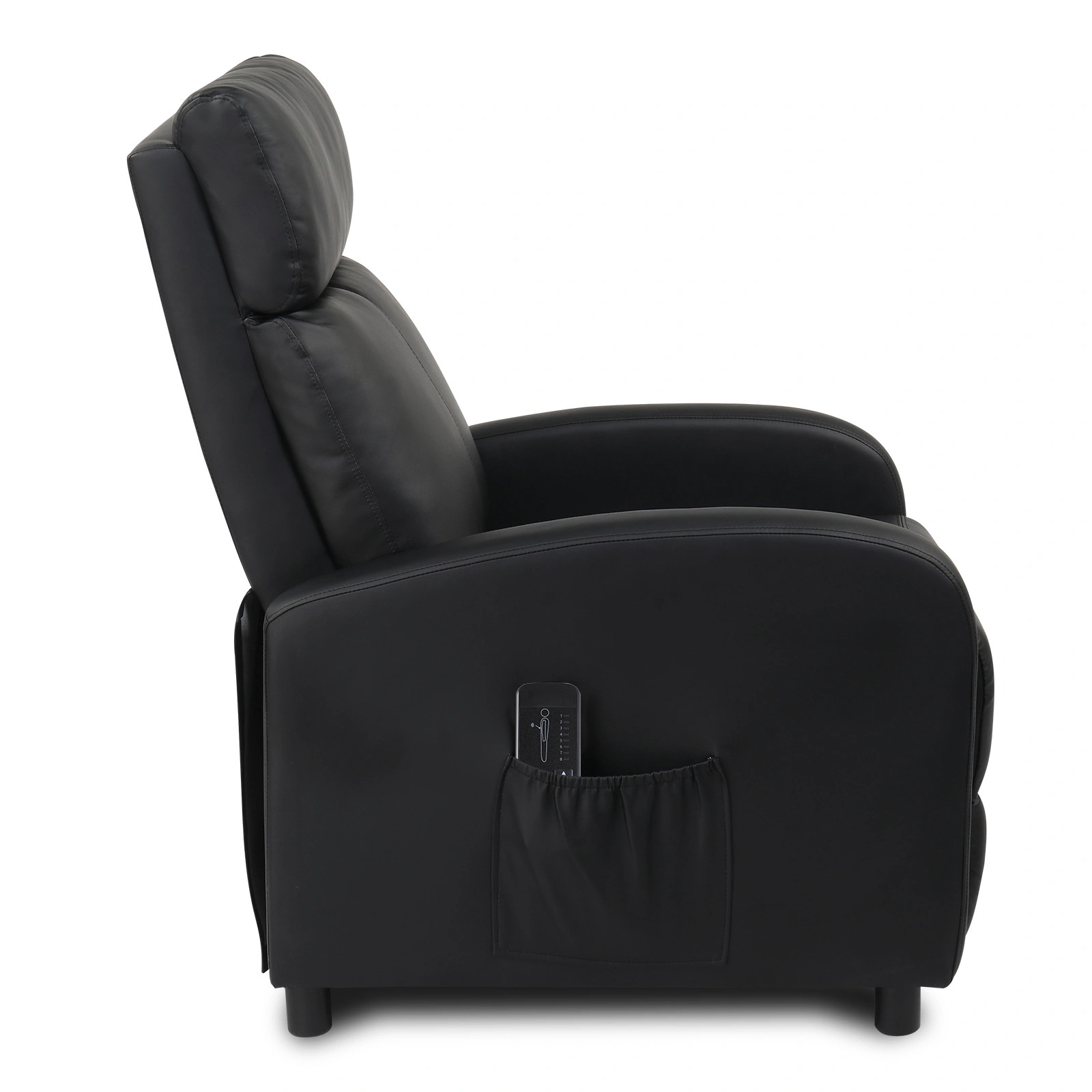 Black PU Recliner Chair with 2-Point Massage & Heating Function - Electric Rocking Recliner for Living Room view 5