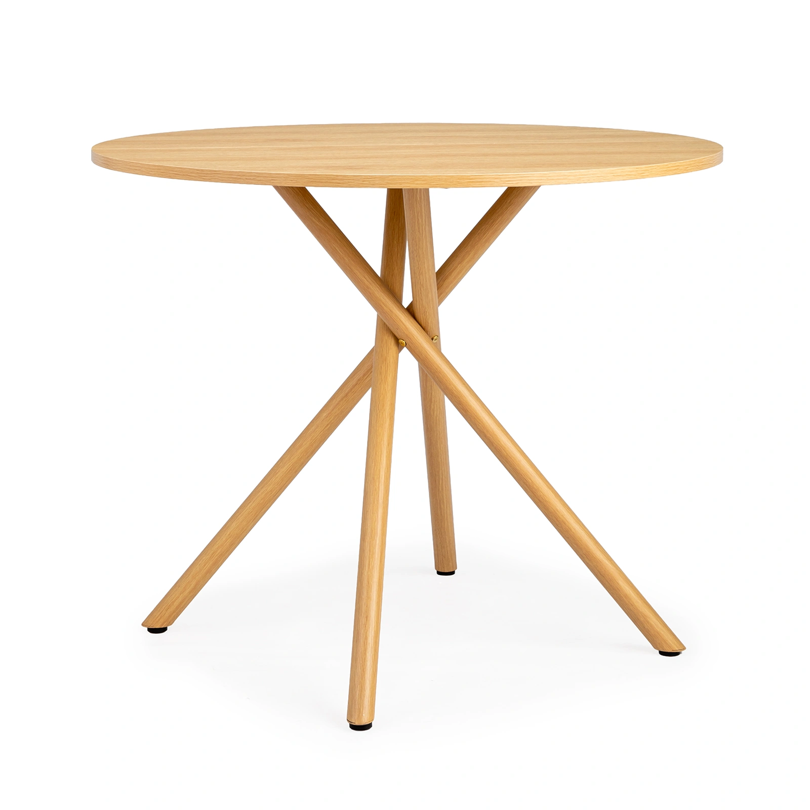 37.4 Inch Round Dining Table for 4-6 People, Cross X Metal Leg Kitchen Dinner Table with Adjustable Foot Pads, Easy Assembly Small Space Dining Room Table, Natural Wood Tone view 2