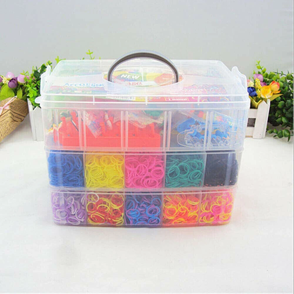 15000 Colorful Rubber Bands DIY Bracelet Making Kit with Storage Box, Kids Friendship Bracelet Loom Craft Set view 4