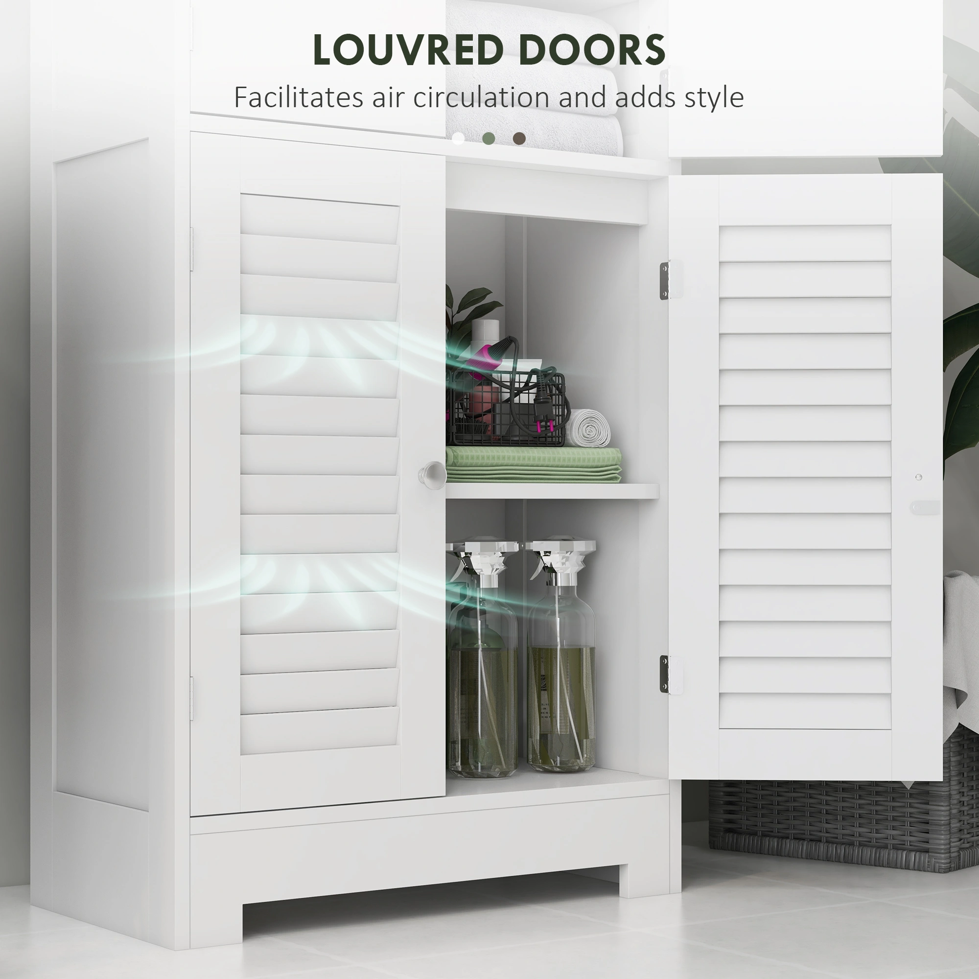 Bathroom Cabinet Wall Mount Storage, White Bathroom Vanity Cabinet with Doors for Small Spaces view 2