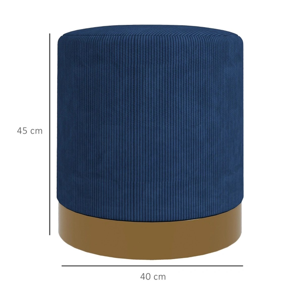 Round Ottoman Footstool, Upholstered Padded Seat Ottoman for Living Room Bedroom