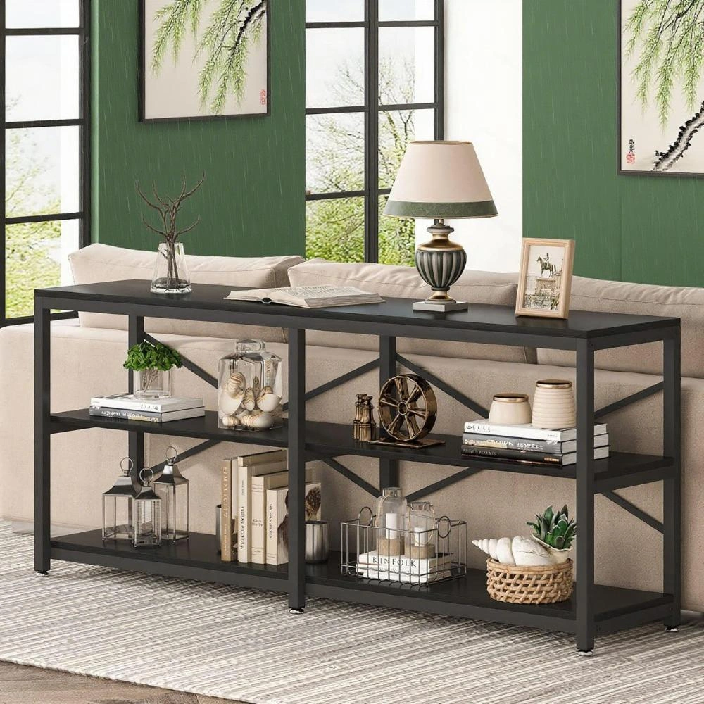 Long Console Table for Living Room, Slim Entryway Sofa Table with Storage Shelf, Modern Hallway Table, Narrow Coffee Table End Table view 2
