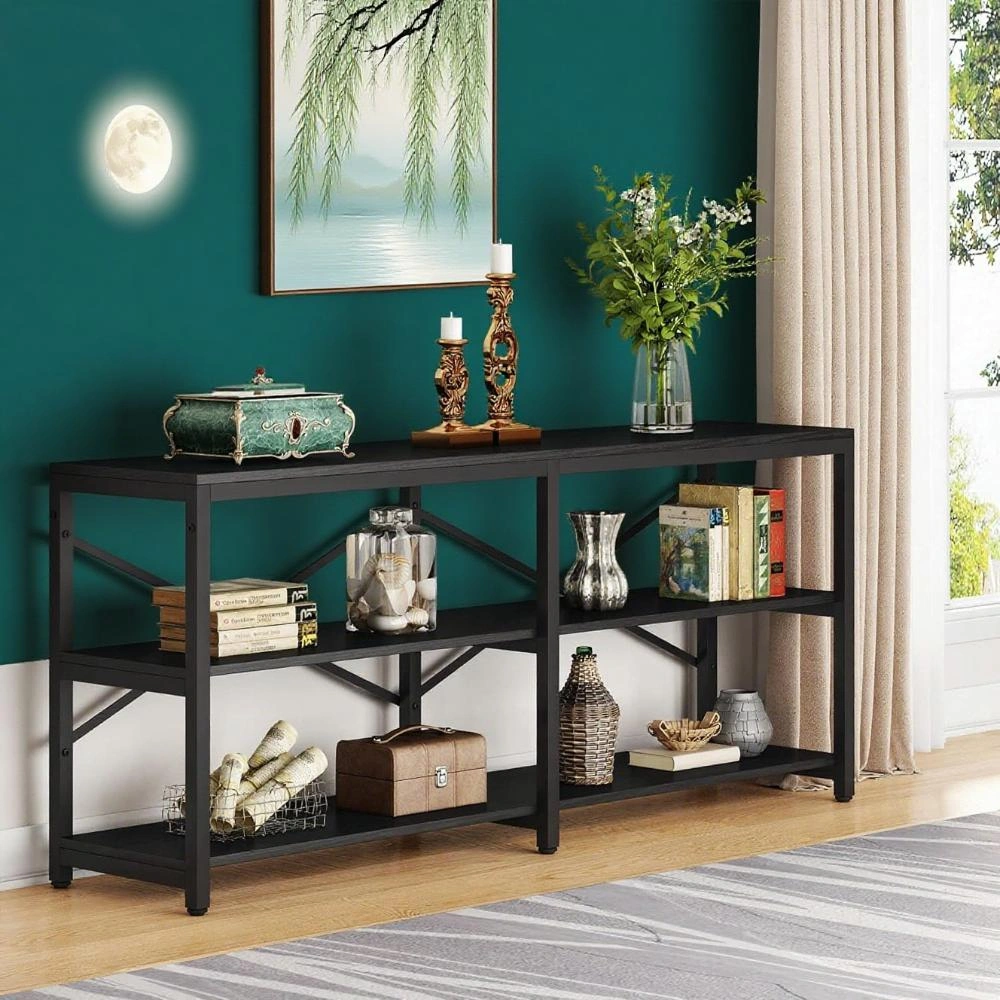 Long Console Table for Living Room, Slim Entryway Sofa Table with Storage Shelf, Modern Hallway Table, Narrow Coffee Table End Table view 3