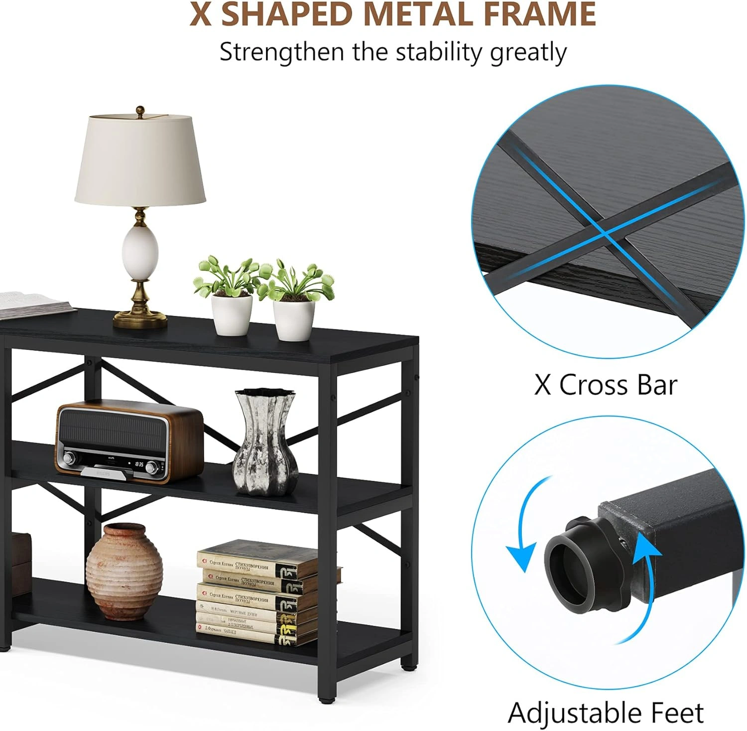 Long Console Table for Living Room, Slim Entryway Sofa Table with Storage Shelf, Modern Hallway Table, Narrow Coffee Table End Table view 6
