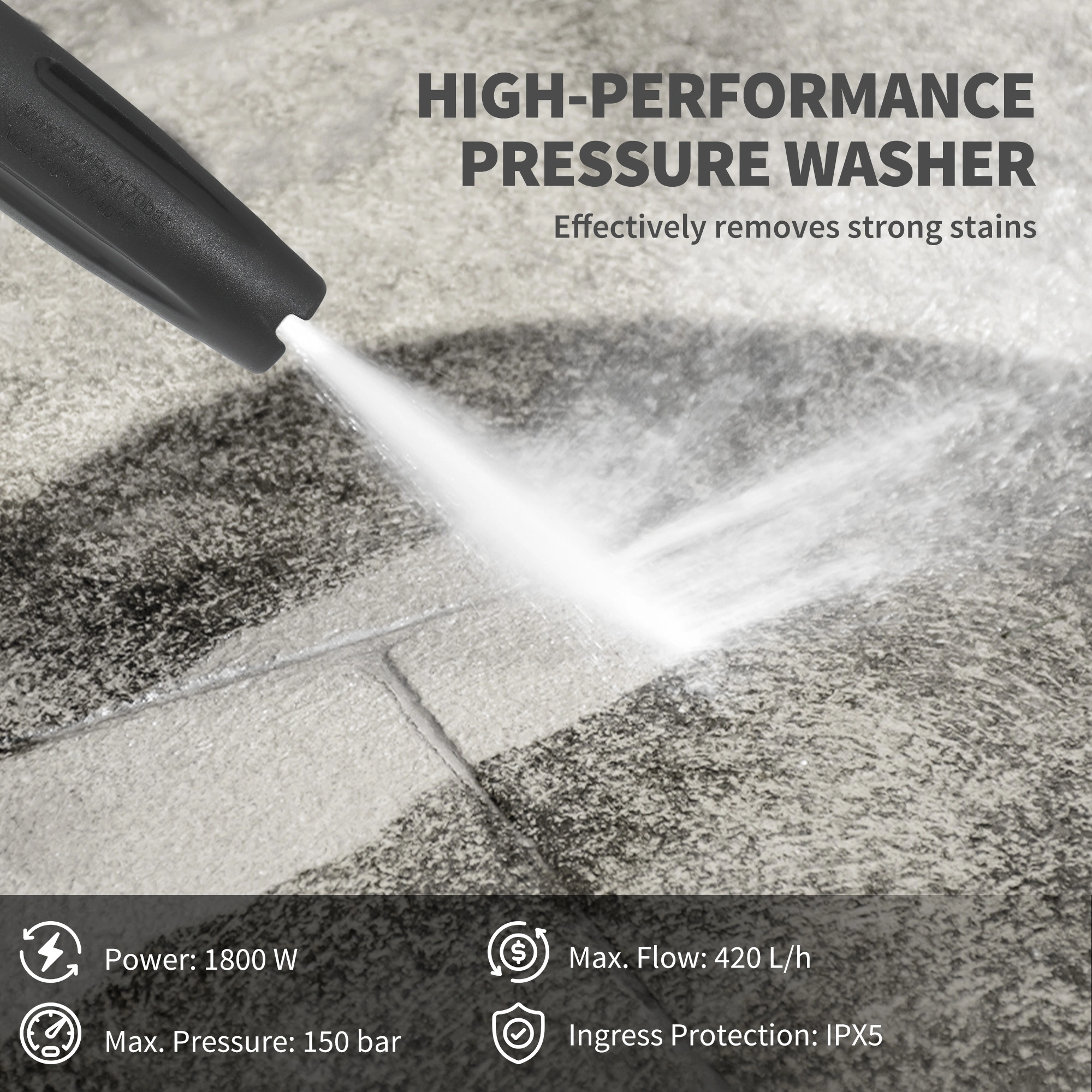 2000 PSI High Pressure Washer 1.2 GPM Electric Power Cleaner with 25ft Hose Foamer Nozzle for Cars Driveways Deck Patio view 2