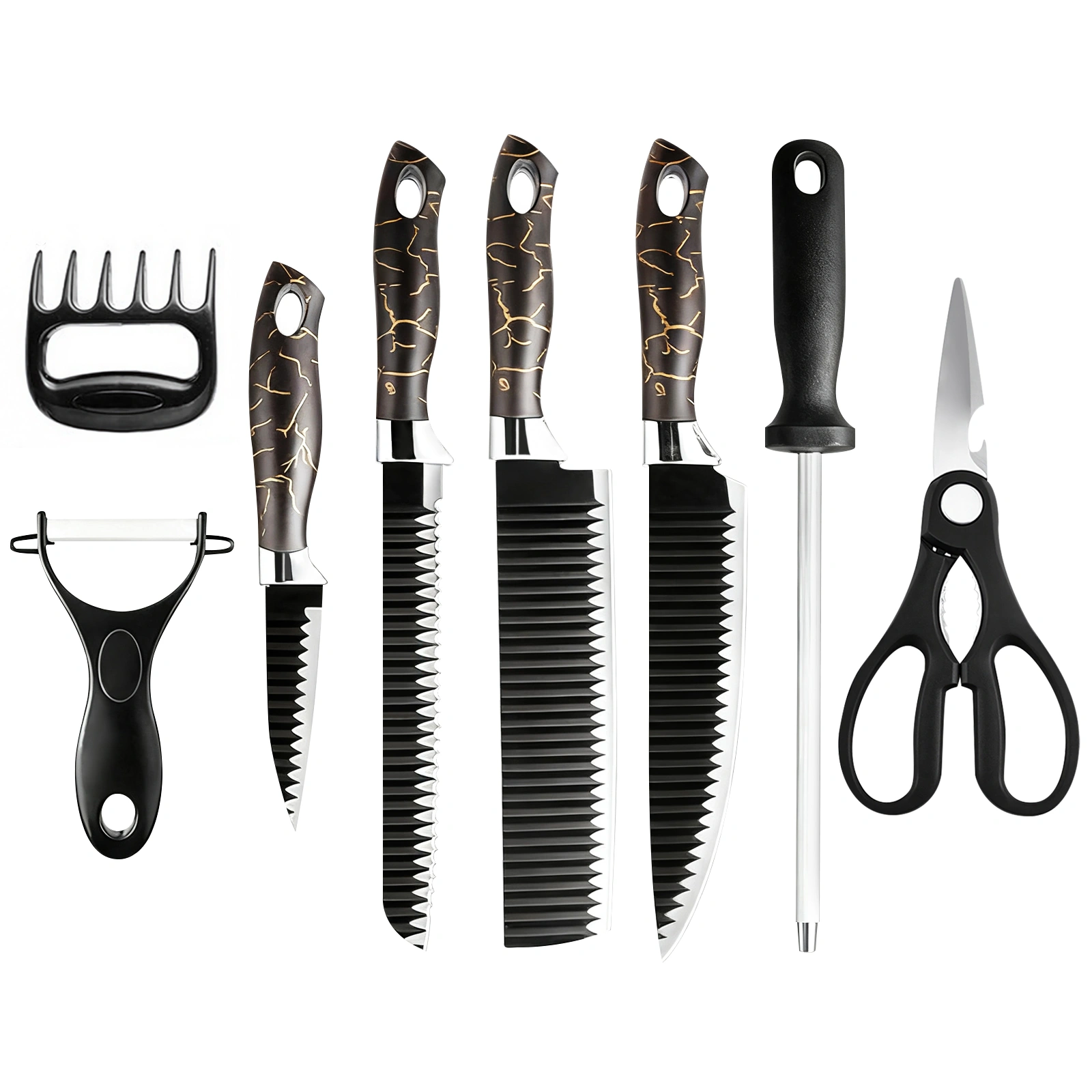 8-Piece Professional Kitchen Knife Set, Ultra-Sharp Knives with Ergonomic Handles