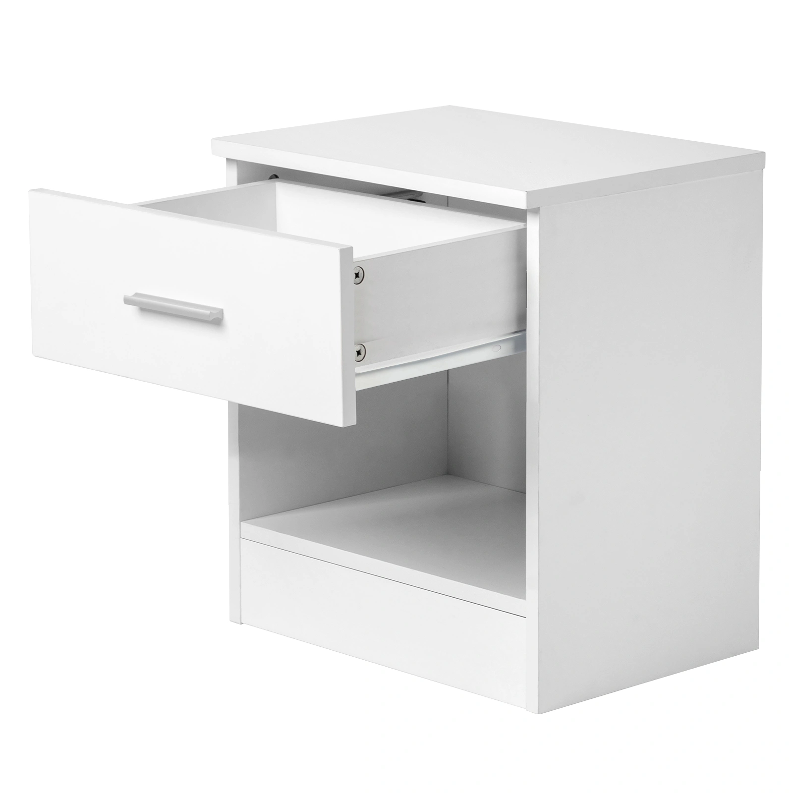 White 2-Tier Nightstand Bedside Cabinet with Storage Shelf, End Table for Bedroom & Home Office view 9