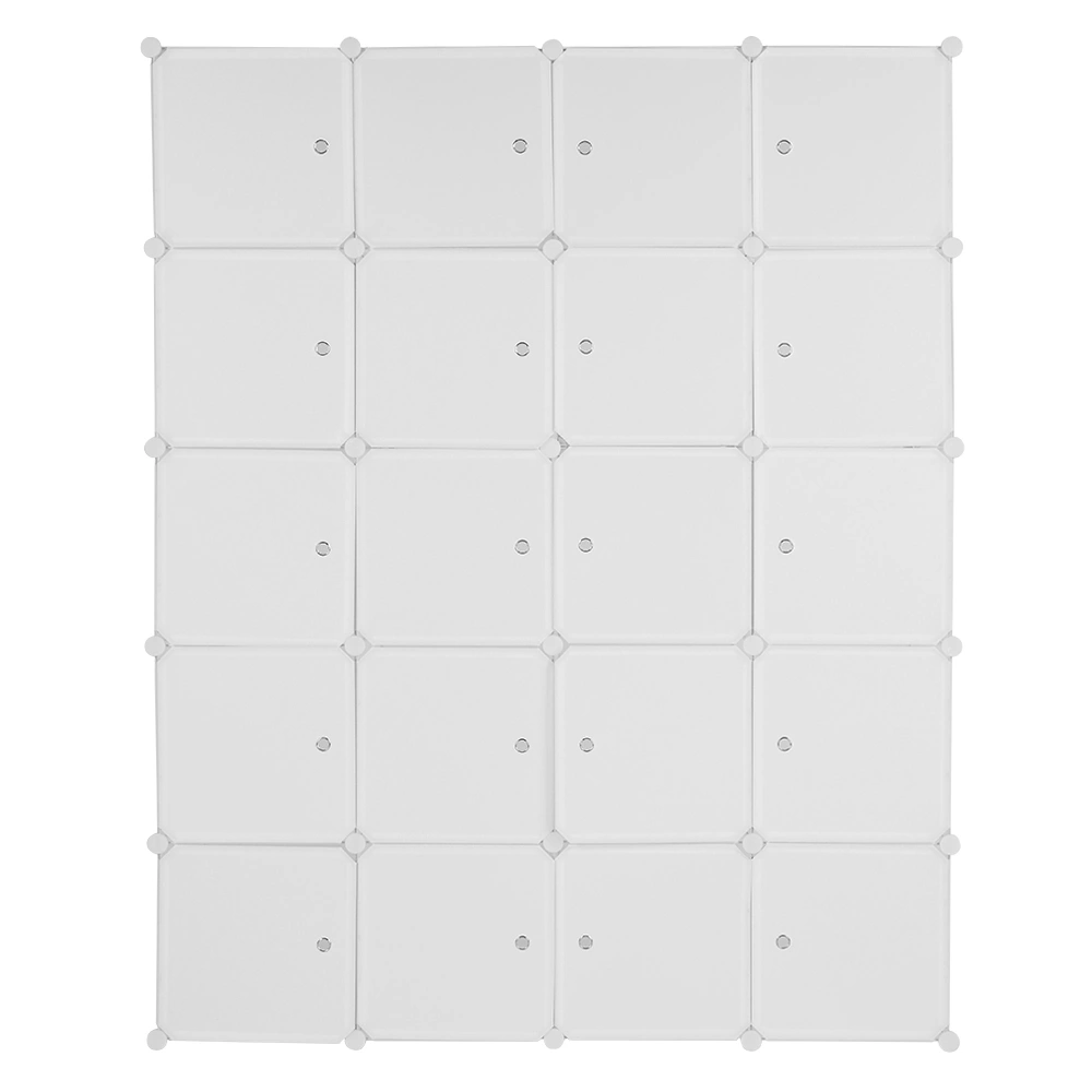 20 Cube Organizer Stackable Plastic Cube Storage Shelves Design Multifunctional Modular Closet Cabinet with Hanging Rod White view 2