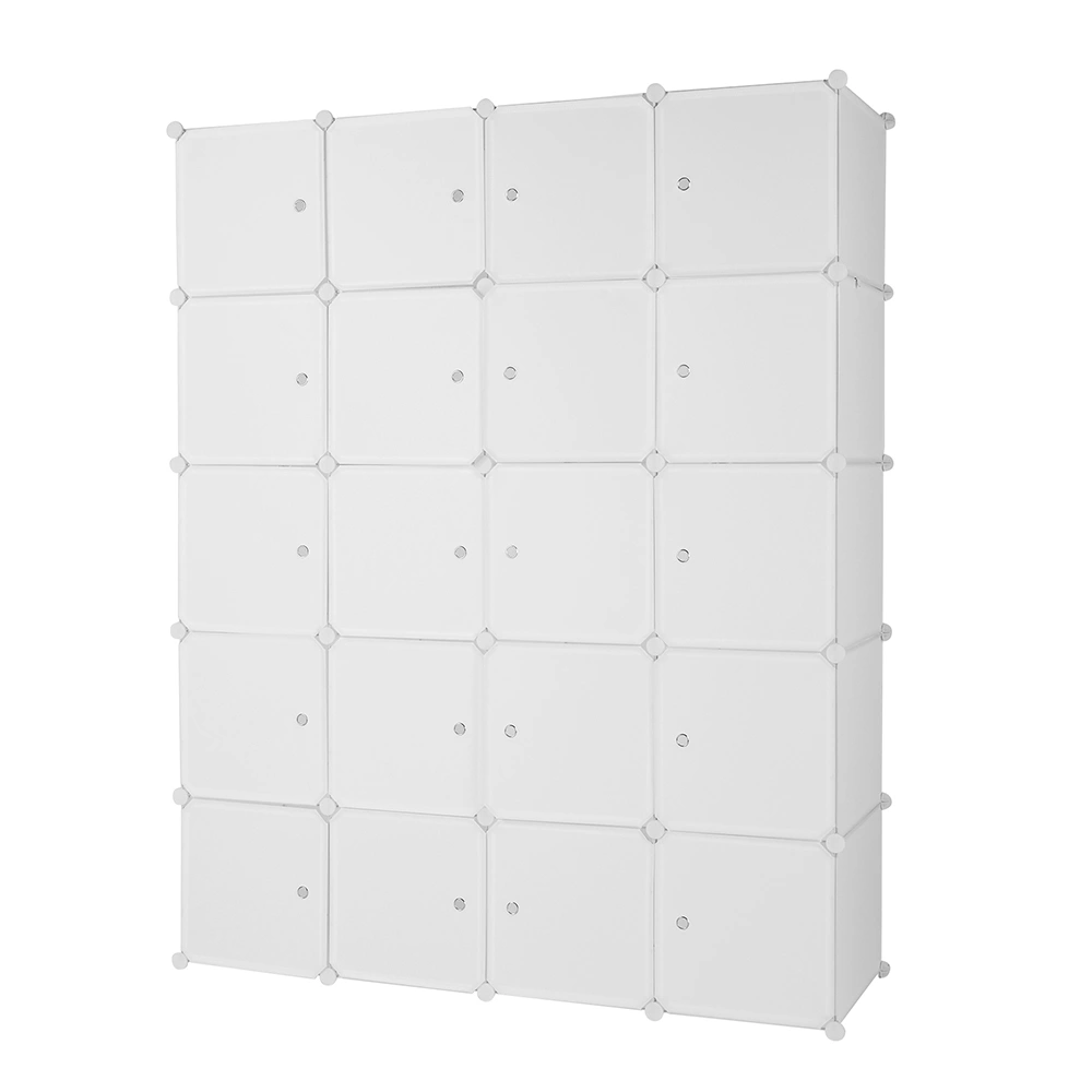 20 Cube Organizer Stackable Plastic Cube Storage Shelves Design Multifunctional Modular Closet Cabinet with Hanging Rod White view 6