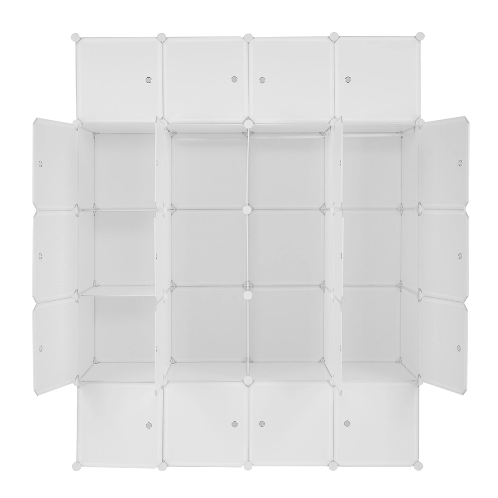 20 Cube Organizer Stackable Plastic Cube Storage Shelves Design Multifunctional Modular Closet Cabinet with Hanging Rod White view 8