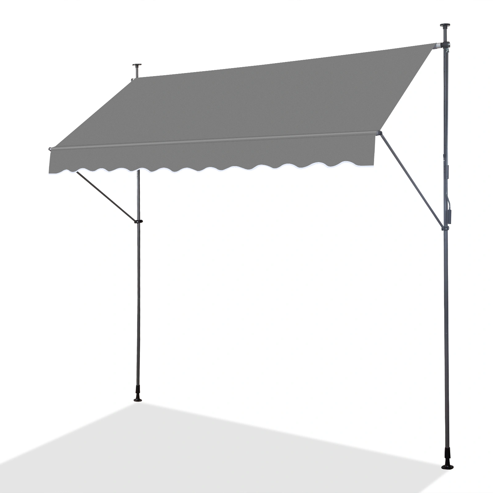 Grey Retractable Awning 118.1"D x 47.2"W x 78.7-118.1"H Adjustable Outdoor Canopy view 14