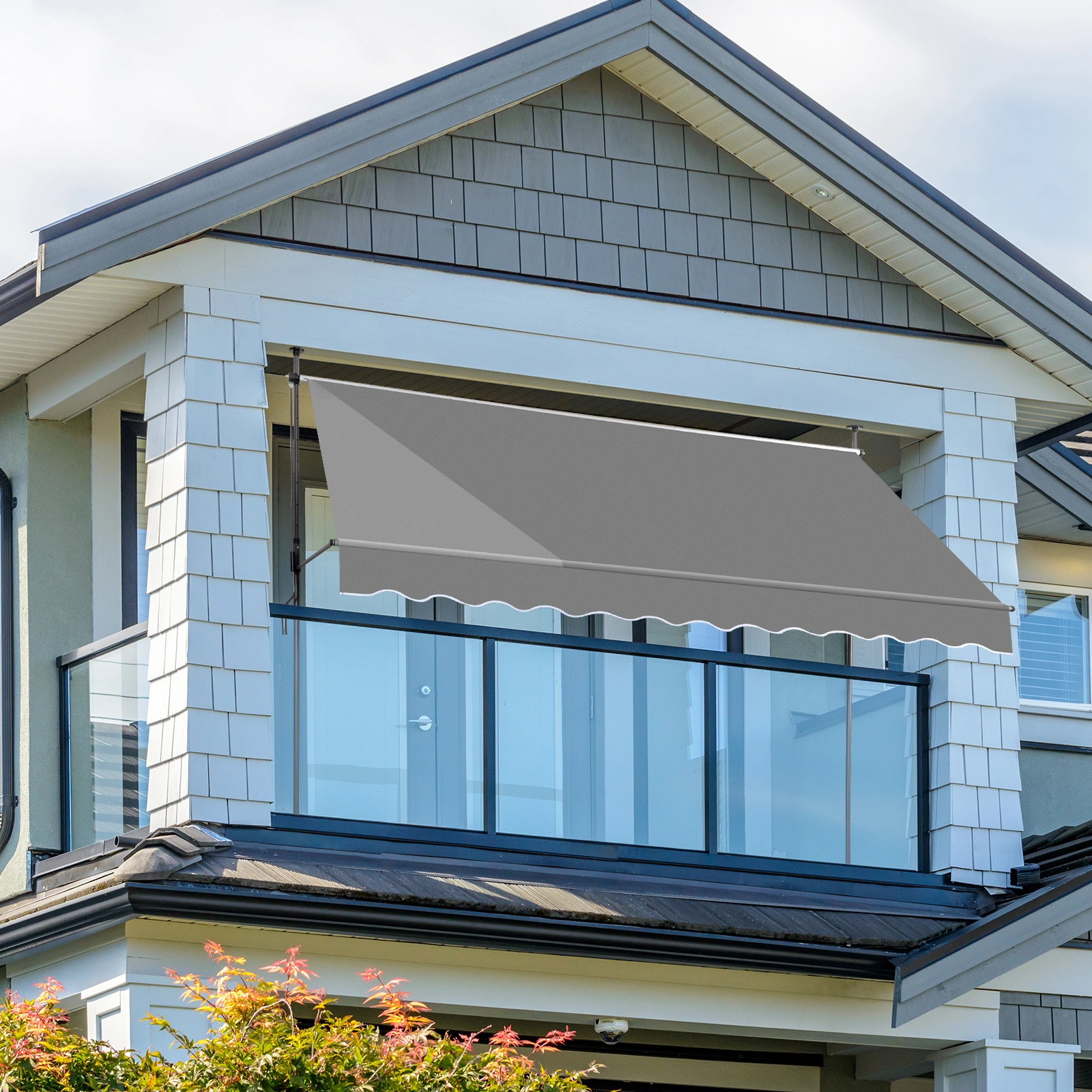 Grey Retractable Awning 118.1"D x 47.2"W x 78.7-118.1"H Adjustable Outdoor Canopy view 4