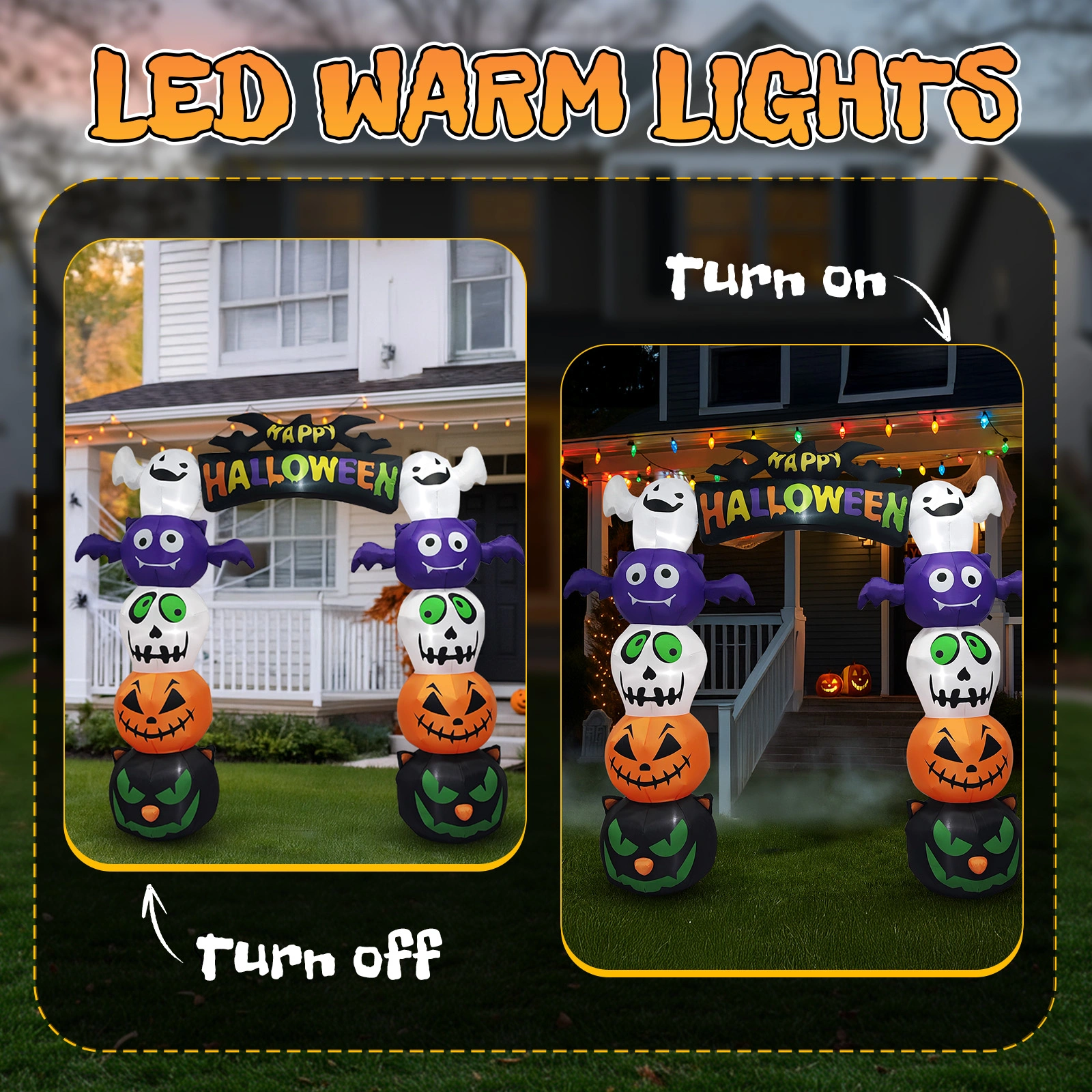 8.2 FT Cute Halloween Inflatables Pumpkin Archway Outdoor Decoration, Giant Blow up Yard Arch Decorations with Built-in LED Lights for Holiday Party Front Yard Lawn Garden Decor view 9