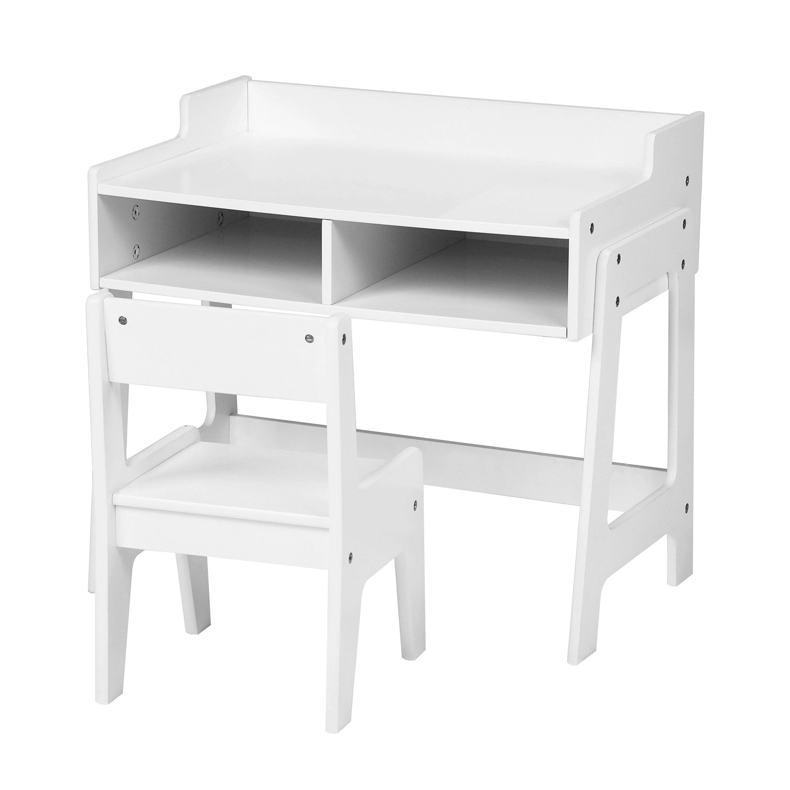 White Kids Study Desk and Chair Set with Storage, MDF, 60.5*41.5*50cm view 10