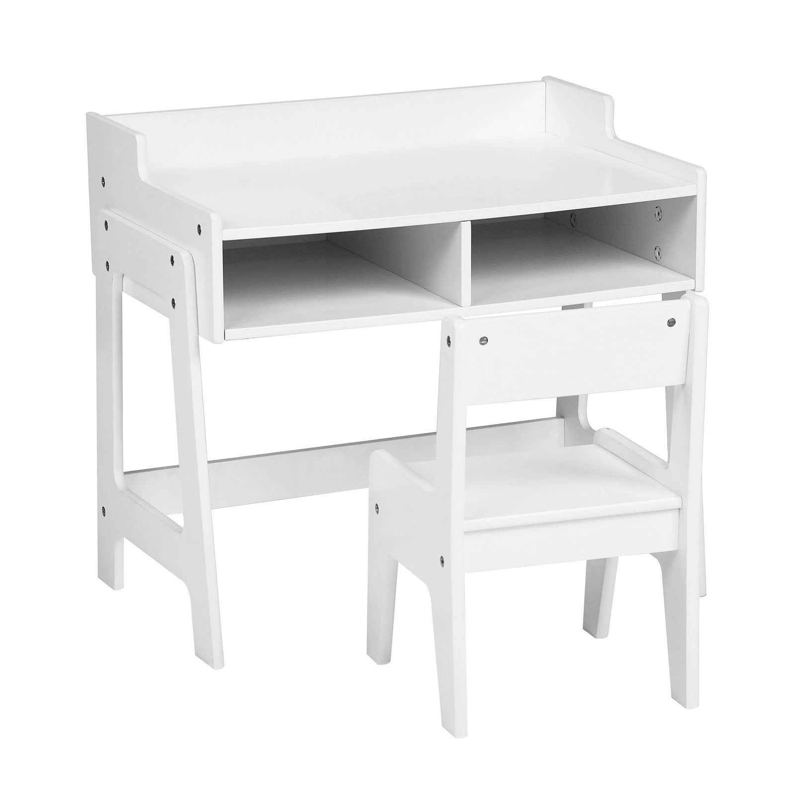 White Kids Study Desk and Chair Set with Storage, MDF, 60.5*41.5*50cm view 9