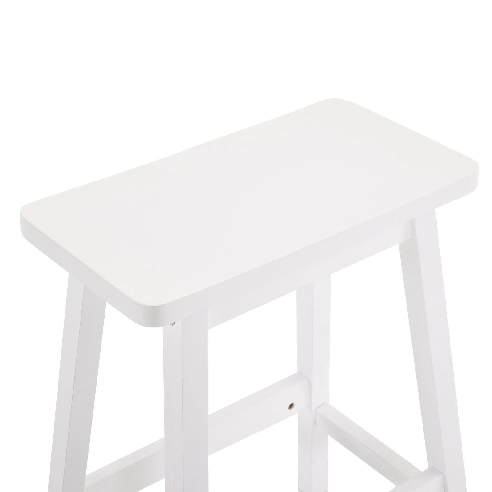 2pcs White Pine Wood Saddle Seat Bar Stool Counter Height Dining Chair for Kitchen Bar Pub view 4