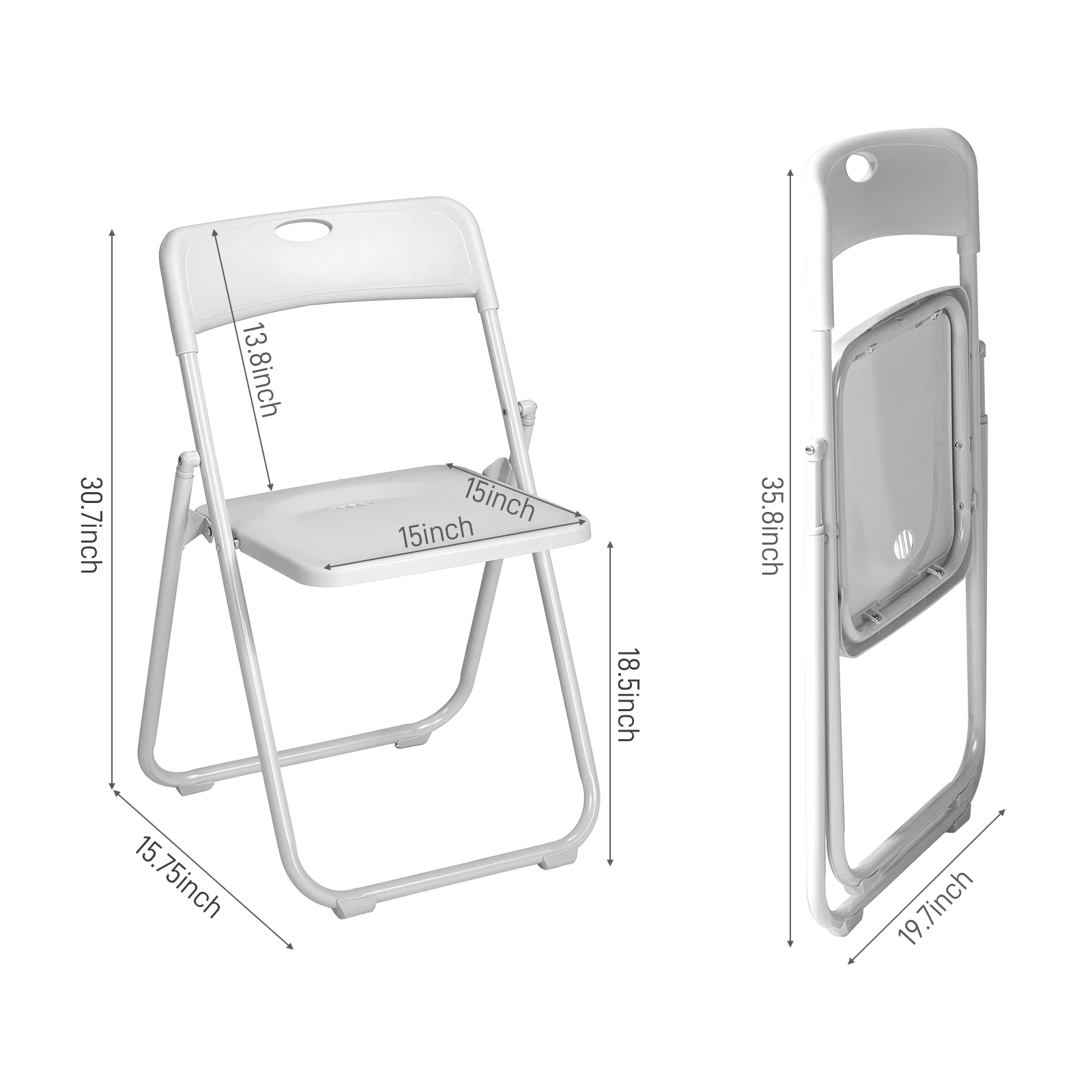 10 Pack Plastic Folding Chairs, Stackable Commercial Chairs, Portable Event Seats Indoor Outdoor for Home Event Party Picnic School Wedding, White view 2