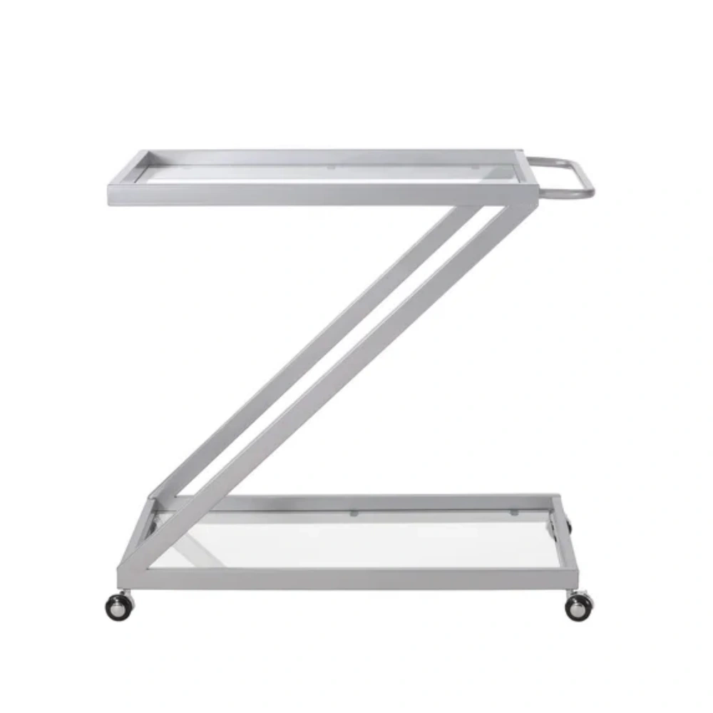 Bar Cart, Bakers Rack,Home Serving Bar Cart With Lockable Wheels, Wine Rolling Cart,Tempered Glass Shelves For Kitchen Dining Living Room view 2