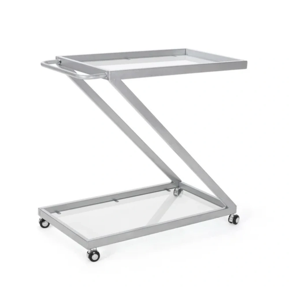 Bar Cart, Bakers Rack,Home Serving Bar Cart With Lockable Wheels, Wine Rolling Cart,Tempered Glass Shelves For Kitchen Dining Living Room view 3