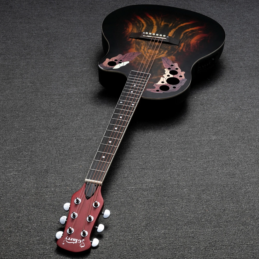 41 inch Full-Size Cutaway Acoustic-Electric Guitar Grape Voice Hole Spruce Top Round Back Sunset Color view 14