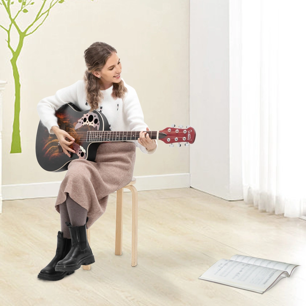 41 inch Full-Size Cutaway Acoustic-Electric Guitar Grape Voice Hole Spruce Top Round Back Sunset Color view 15
