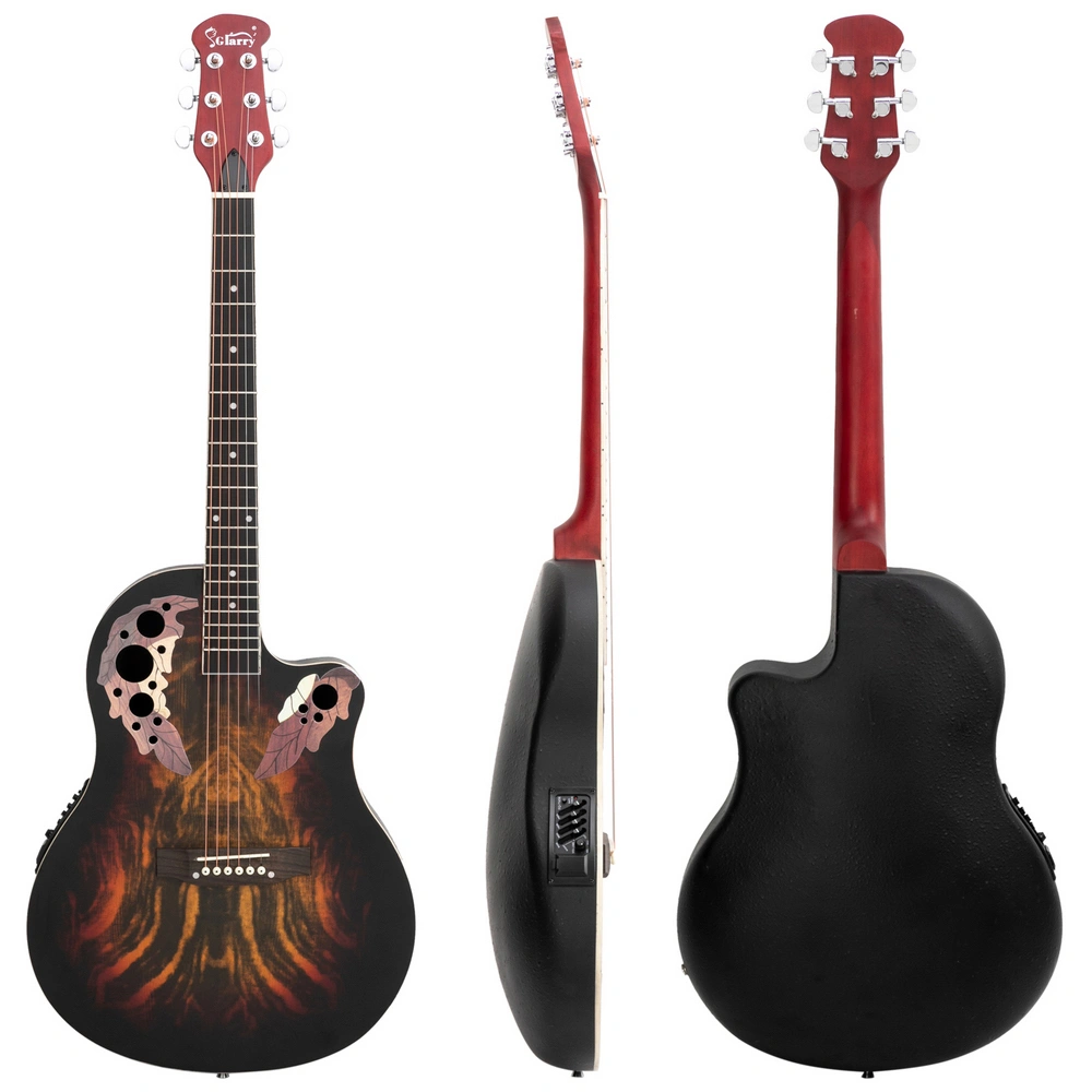 41 inch Full-Size Cutaway Acoustic-Electric Guitar Grape Voice Hole Spruce Top Round Back Sunset Color view 3