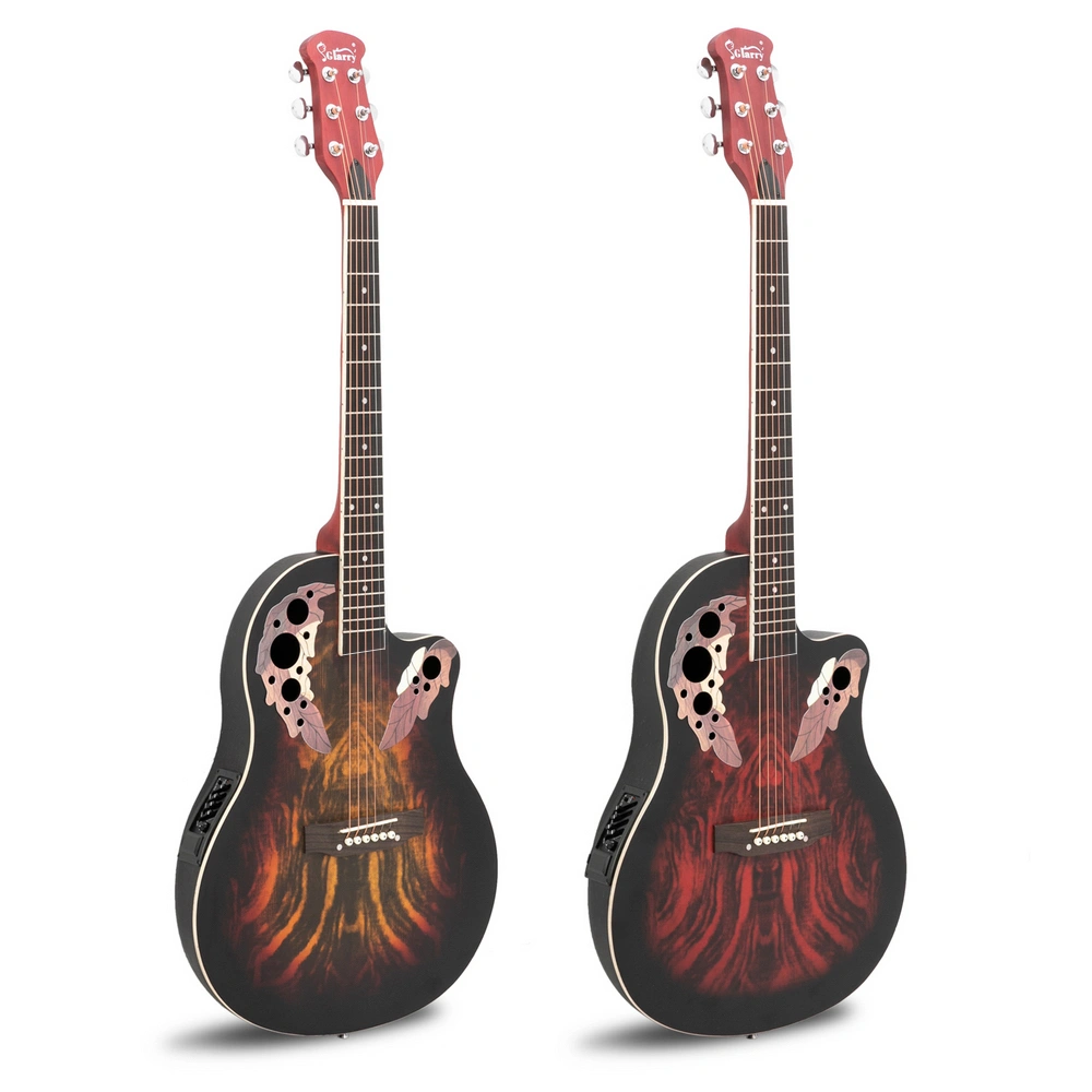 41 inch Full-Size Cutaway Acoustic-Electric Guitar Grape Voice Hole Spruce Top Round Back Sunset Color view 4
