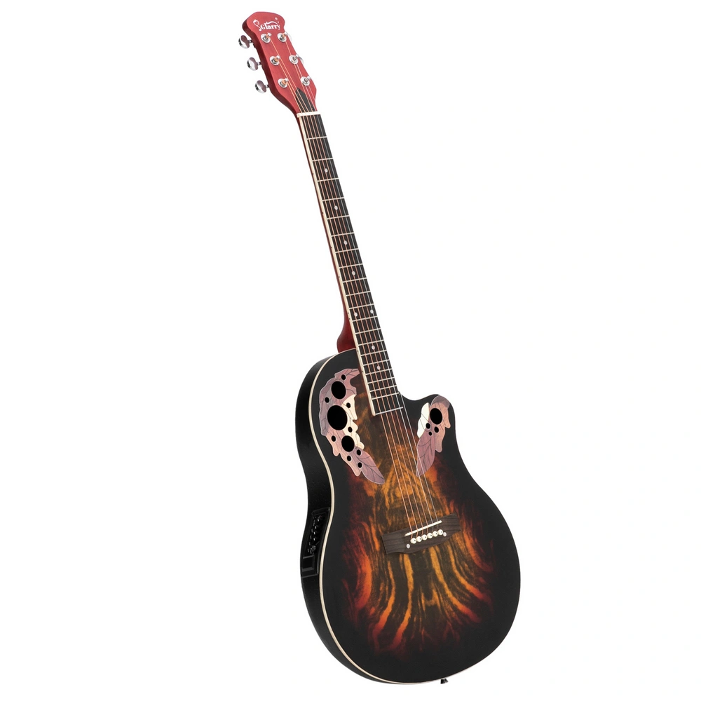 41 inch Full-Size Cutaway Acoustic-Electric Guitar Grape Voice Hole Spruce Top Round Back Sunset Color view 7