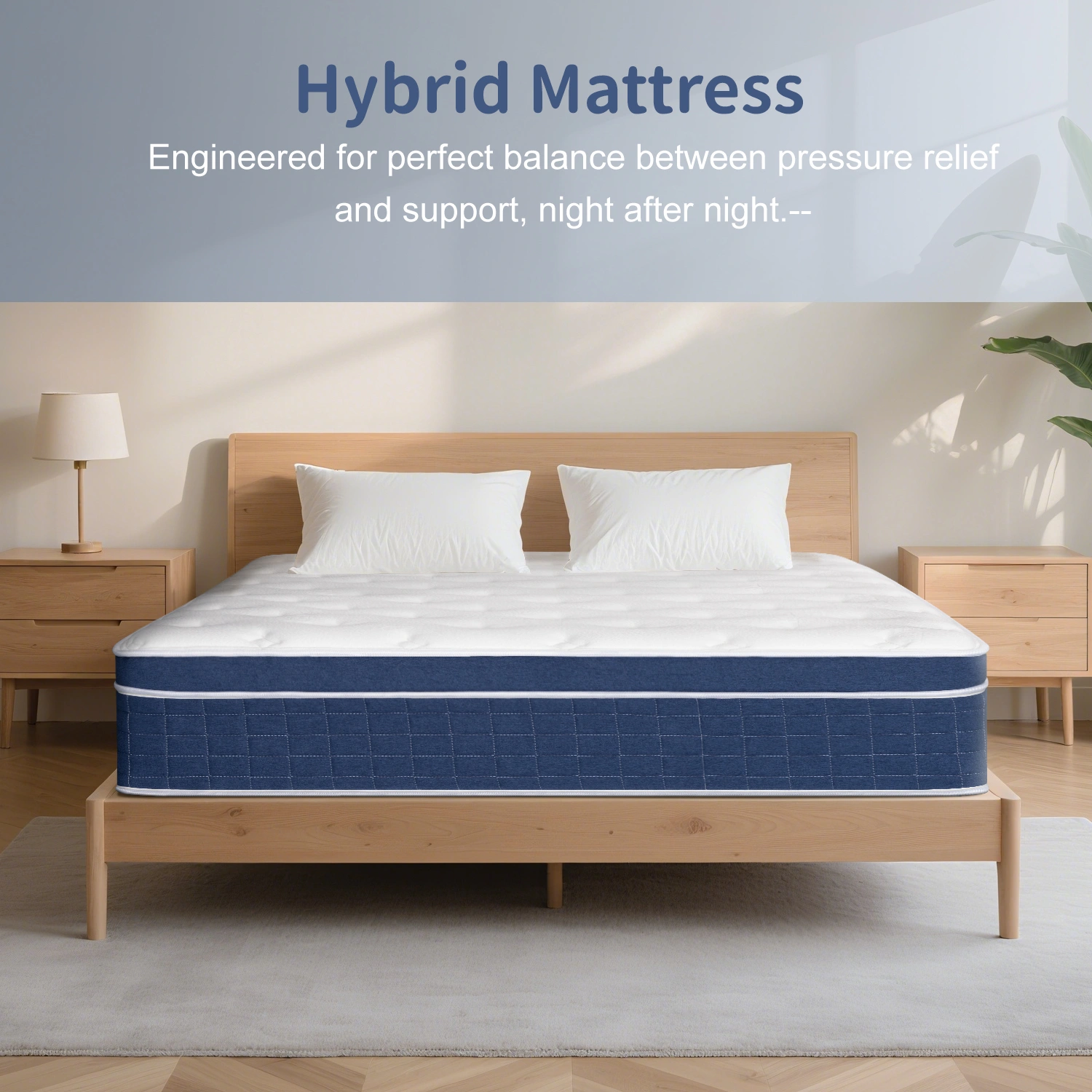 Queen Memory Foam Mattress 12 Inch, Hybrid Innerspring with Pocketed Coils, Medium Firm Support, Motion Isolating Edge Support, Sleeps Well, 60-Night Trial view 4