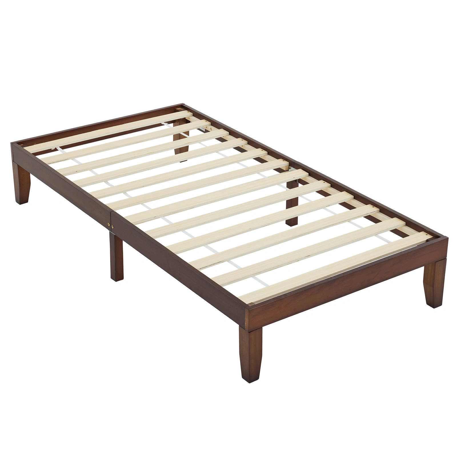 Basic bed frame, painted pine wood, brown, twin size, 189*96.5*30.5cm, wooden bed, single bed view 10