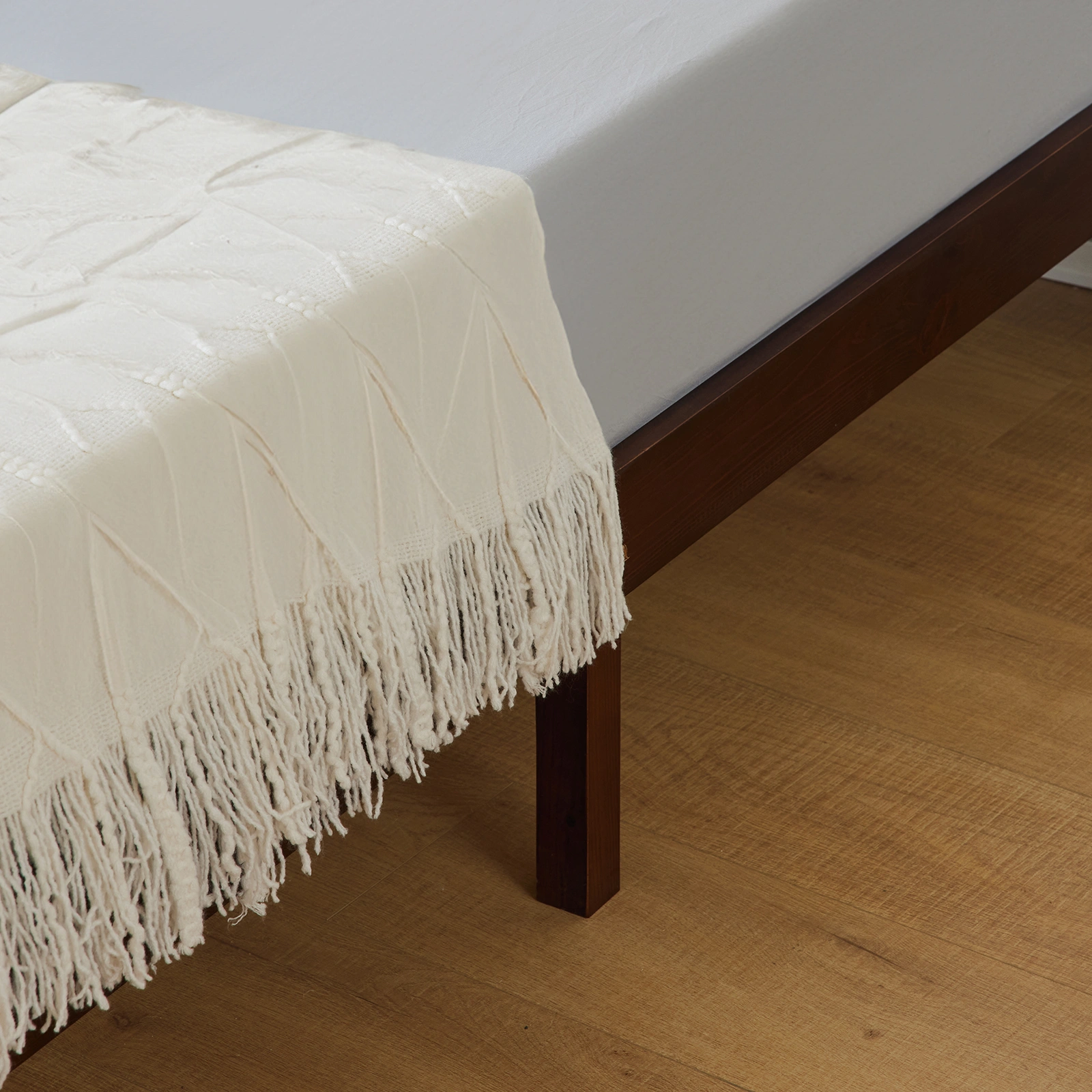 Basic bed frame, painted pine wood, brown, twin size, 189*96.5*30.5cm, wooden bed, single bed view 8