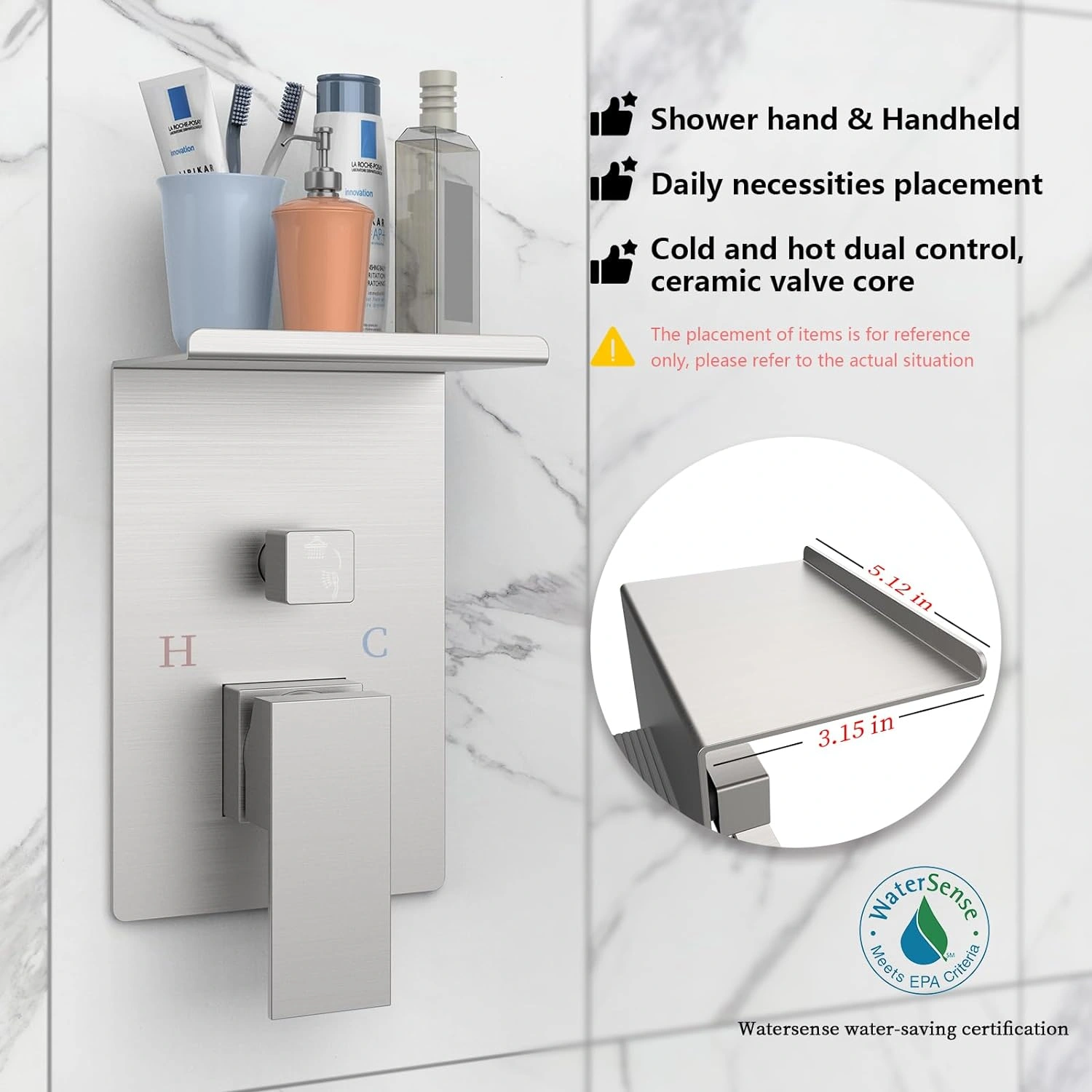 Rainfall Shower System With Storage Rack 10 inch Shower Faucet Set Matte Black with High Pressure with Square Shower Head Luxury Shower Set Wall Mount[Unable ship on weekends, TK/TEMU only for pickup, only TX10643 warehouse supports GOFO] w view 3