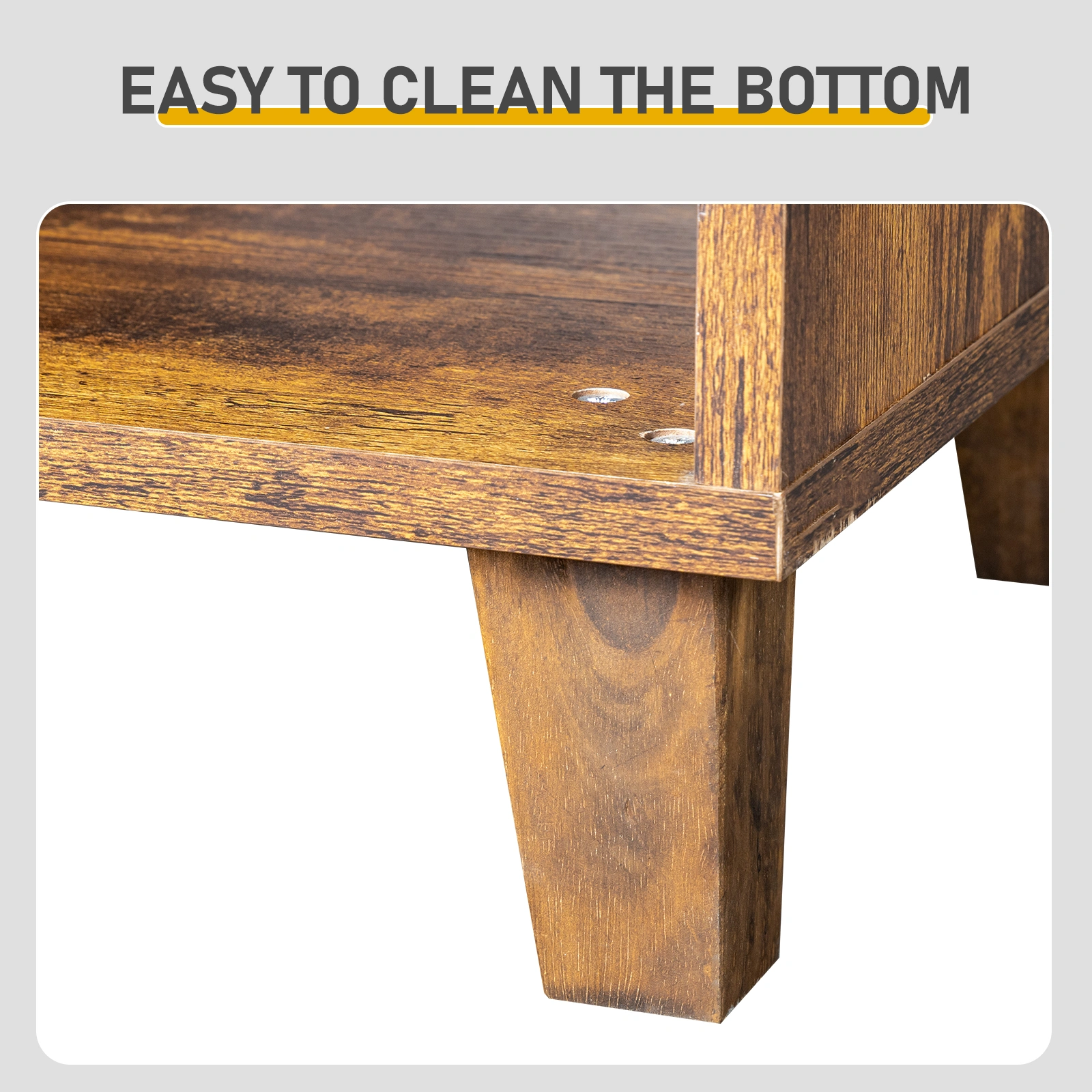 Shoe cabinet with 2 doors, 5 open compartments, and a tabletop with a back panel; made of MDF; 116*35.5*107cm; weathered wood color view 8