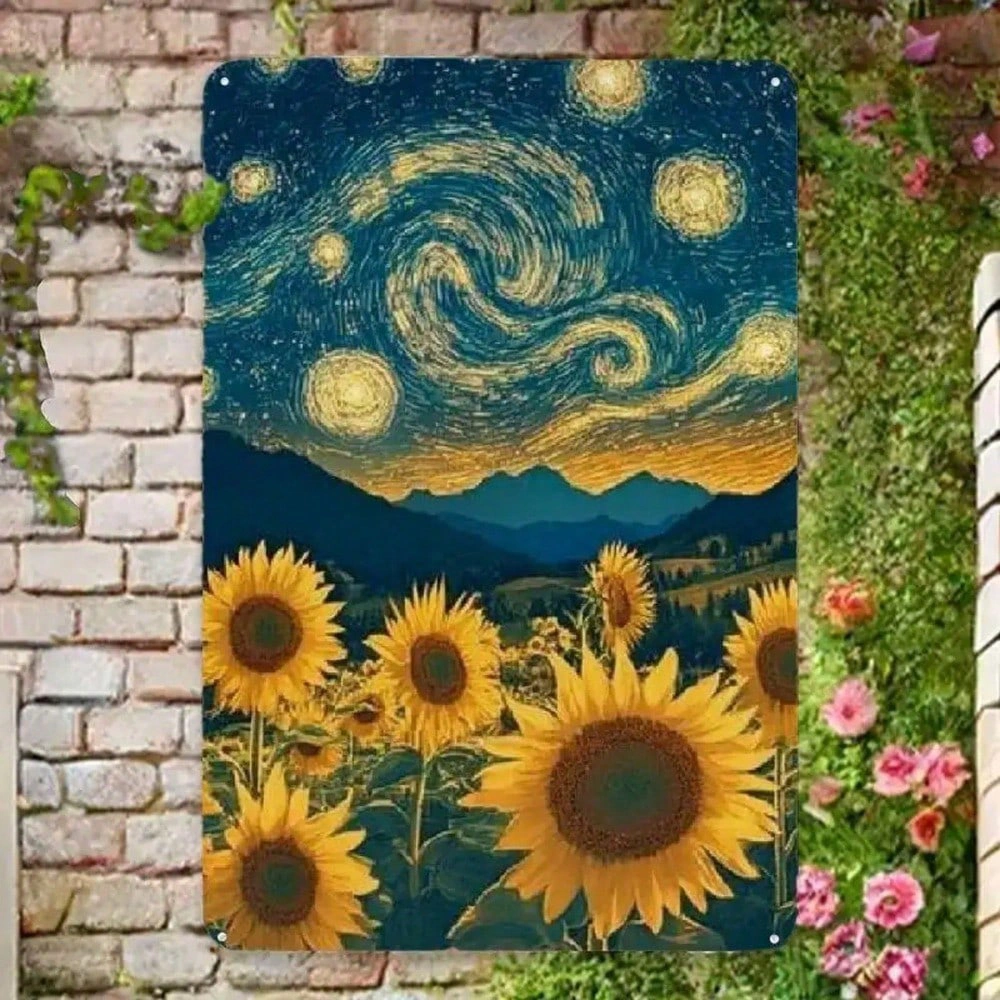 CIFbuy Metal Sunflower Wall Sign 8x12, Durable Decorative Sunflower Plaque for Home Kitchen Garden Yard, Indoor Outdoor Wall Art Gift