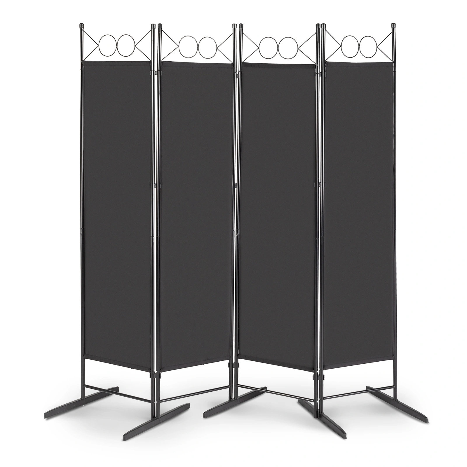 5.74FT 4-Fold Top With Shape 160g Polyester Cloth Plastic Feet Carbon Steel Frame Foldable Screen Black view 11