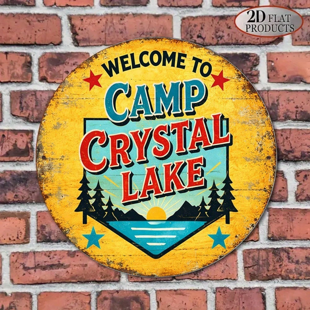 CIFbuy 1pc Vintage Camp Crystal Lake Sign 8x8in Round Metal Plaque, "Round Metal" Plaque, Welcome Wall Decor for Game Room Bar Garage(TikTok, ikTok, temu Self-pickup Logiraics) view 10