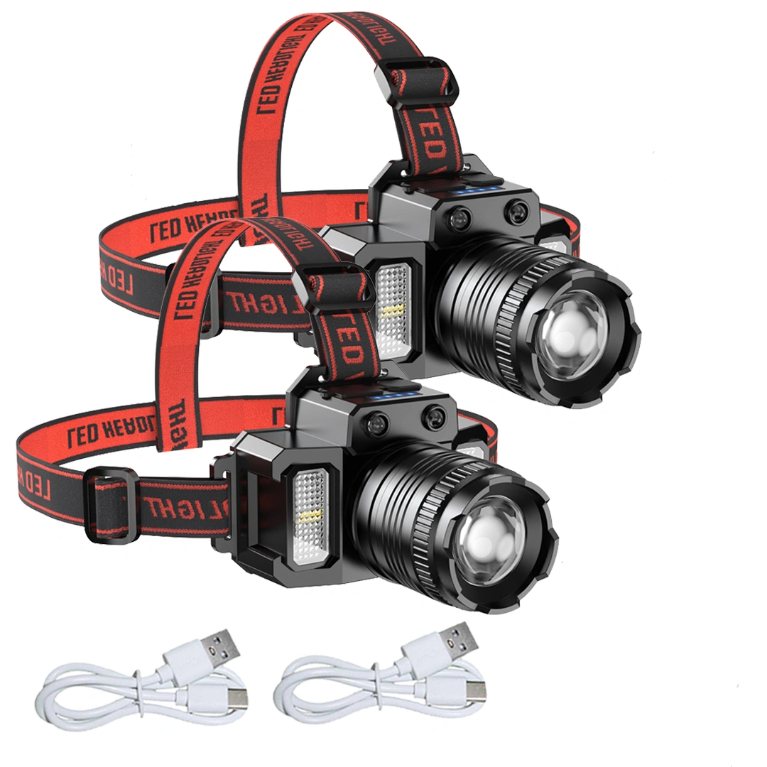 2 Pack LED Headlamp 5 Modes, USB Rechargeable Motion Sensor Headlight for Camping Hiking