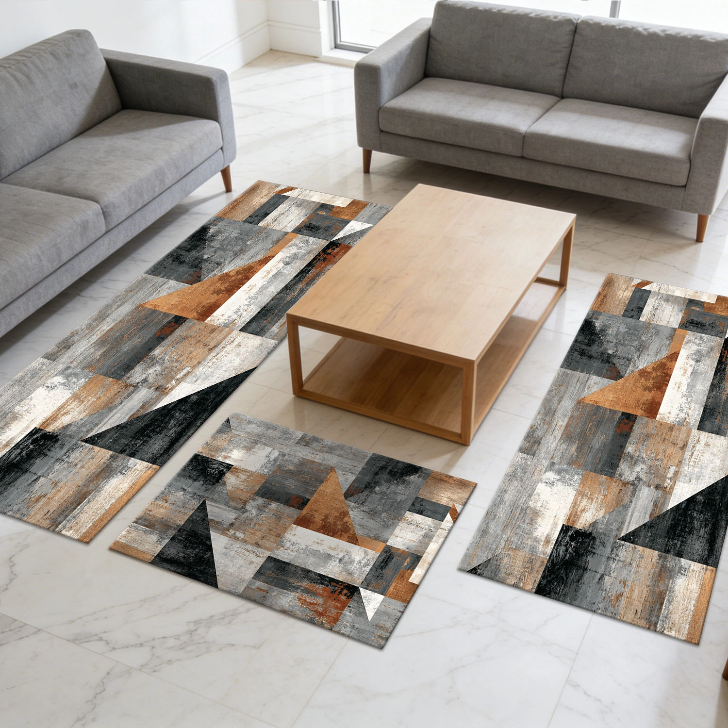 Three-piece kitchen rug set, non-slip and washable, abstract pattern kitchen hallway rug, soft and comfortable, suitable for sinks, floors, entrances, hallways and bathrooms. view 11