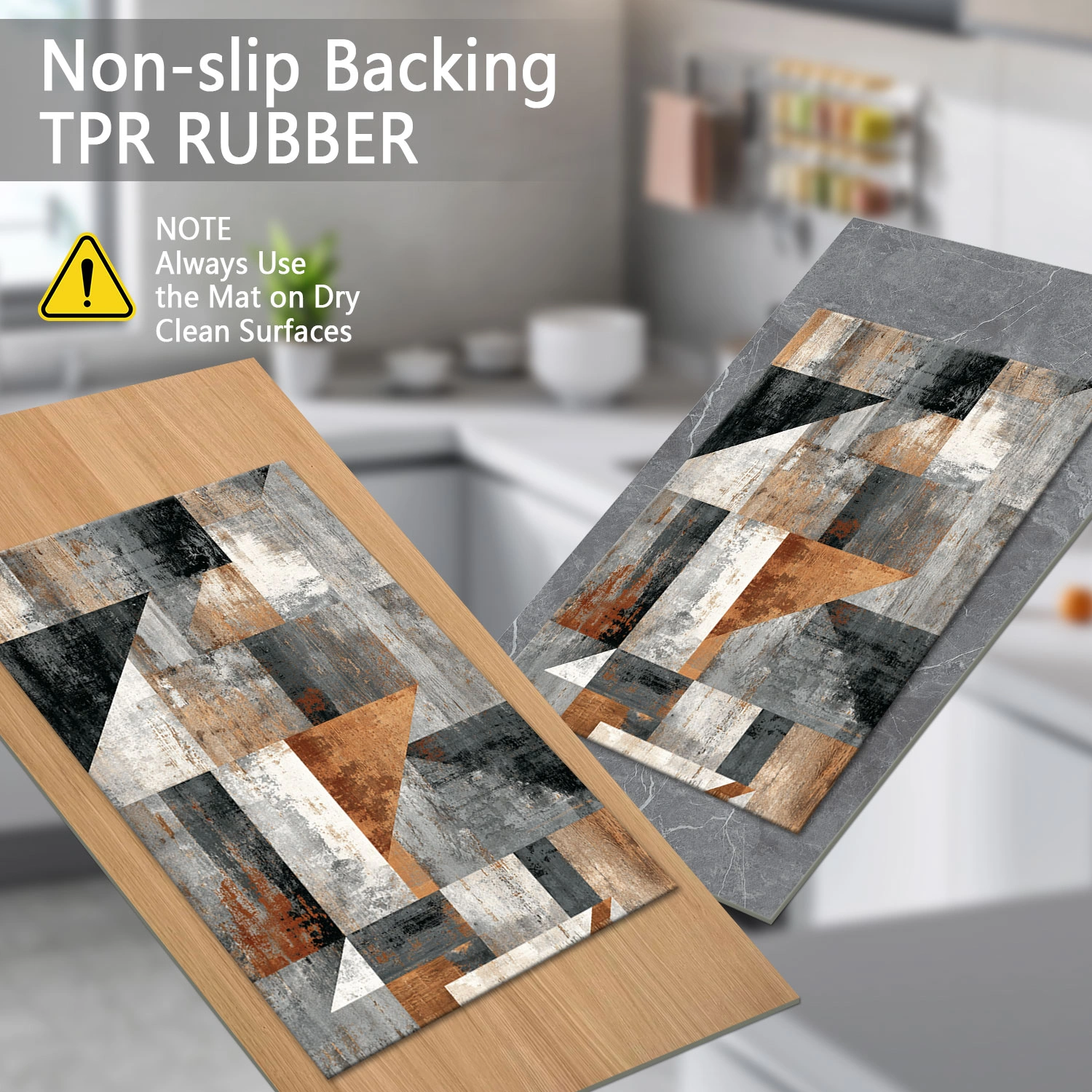 Three-piece kitchen rug set, non-slip and washable, abstract pattern kitchen hallway rug, soft and comfortable, suitable for sinks, floors, entrances, hallways and bathrooms. view 5