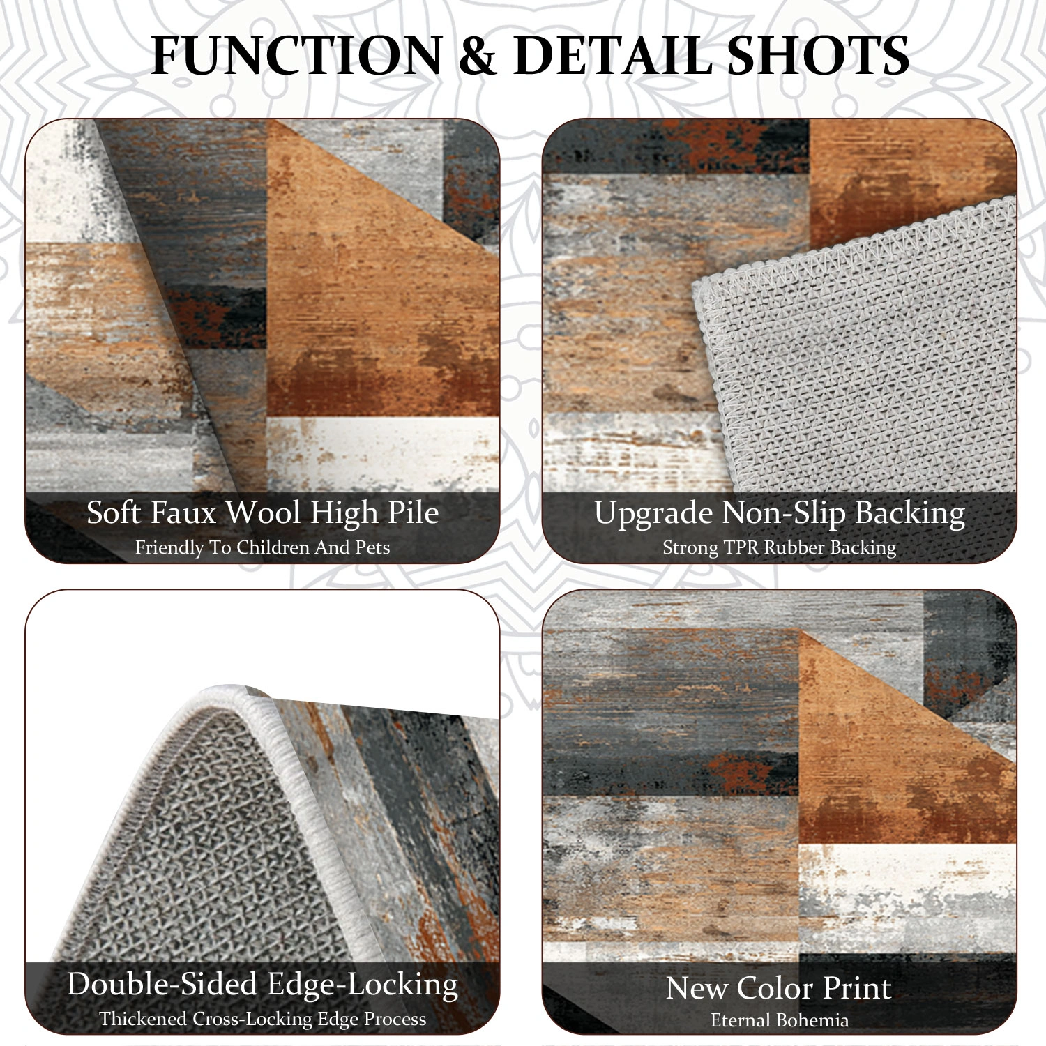 Three-piece kitchen rug set, non-slip and washable, abstract pattern kitchen hallway rug, soft and comfortable, suitable for sinks, floors, entrances, hallways and bathrooms. view 6