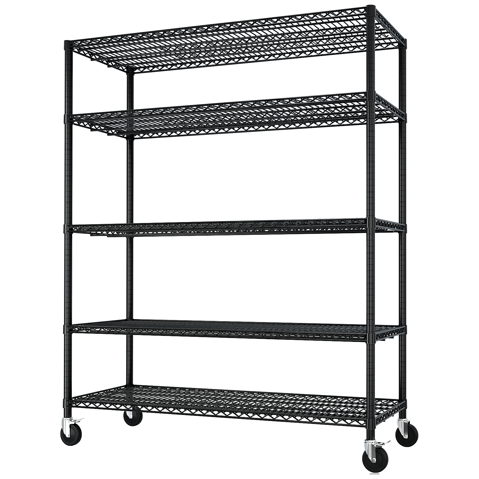 Heavy Duty Storage Shelves 55.12" W Wire Shelving Unit with Wheels 3200LBS NSF Metal Shelves for Storage Adjustable Garage Storage Rack Pantry Shelf Commercial Shelving, 75.59" H X 55.12''W X 23.62 view 11