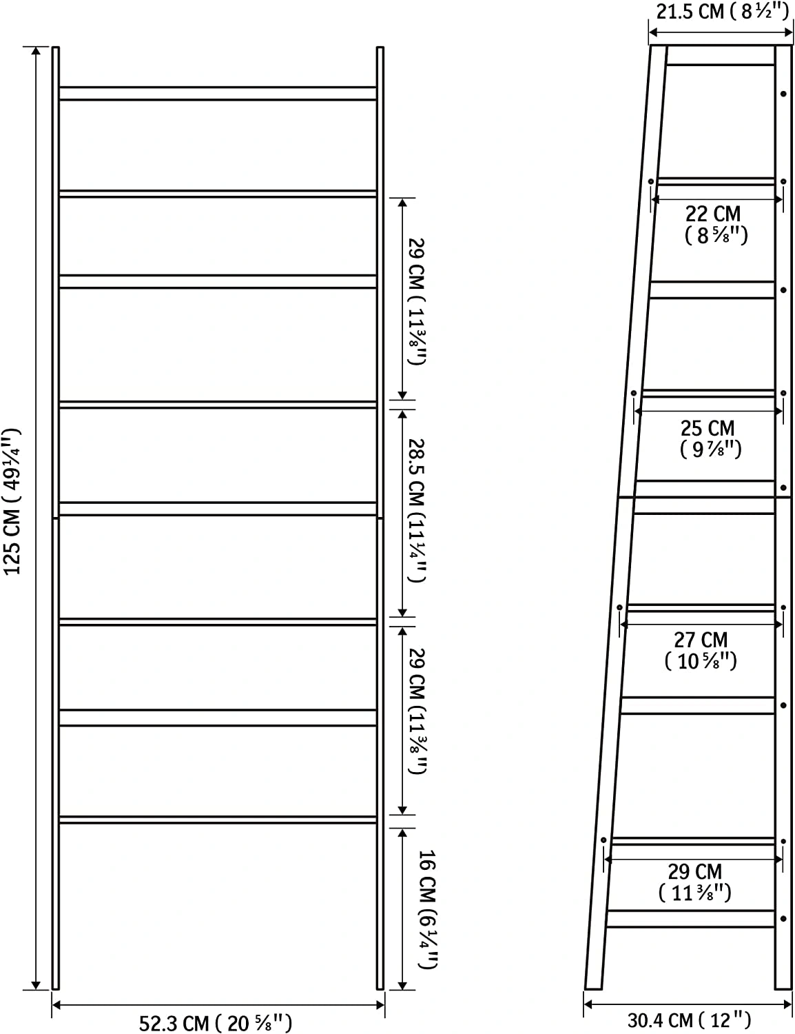 WTZ 4-Tier Ladder Bookshelf, Tall Black Bookcase with 4 Shelves for Bedroom, Living Room, Office, Model MC-801 view 2
