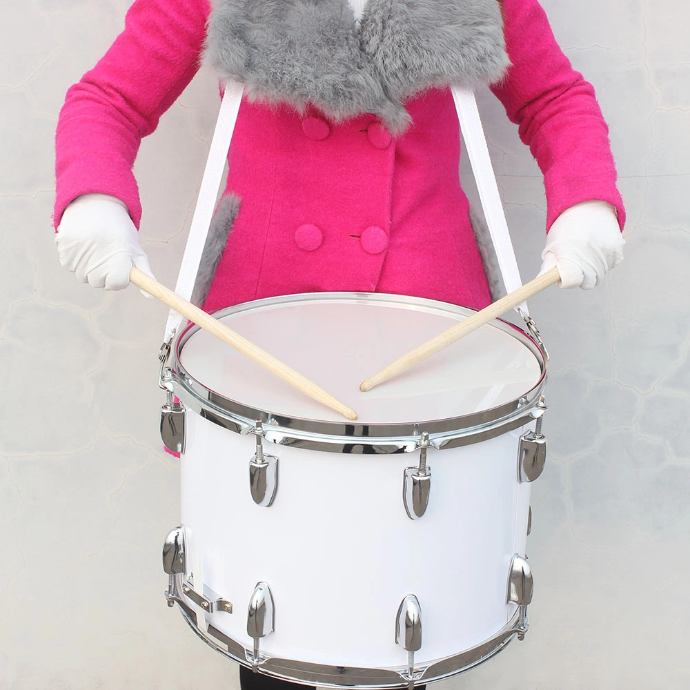 14x10 Inch White Marching Drum with Key Strap & Included Drumsticks, Portable Band Snare Drum Kit view 10