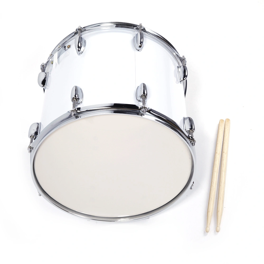 14x10 Inch White Marching Drum with Key Strap & Included Drumsticks, Portable Band Snare Drum Kit view 3