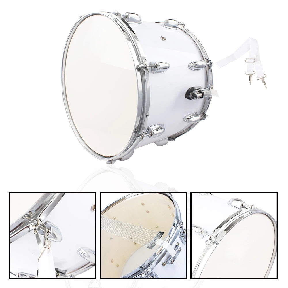 14x10 Inch White Marching Drum with Key Strap & Included Drumsticks, Portable Band Snare Drum Kit view 6