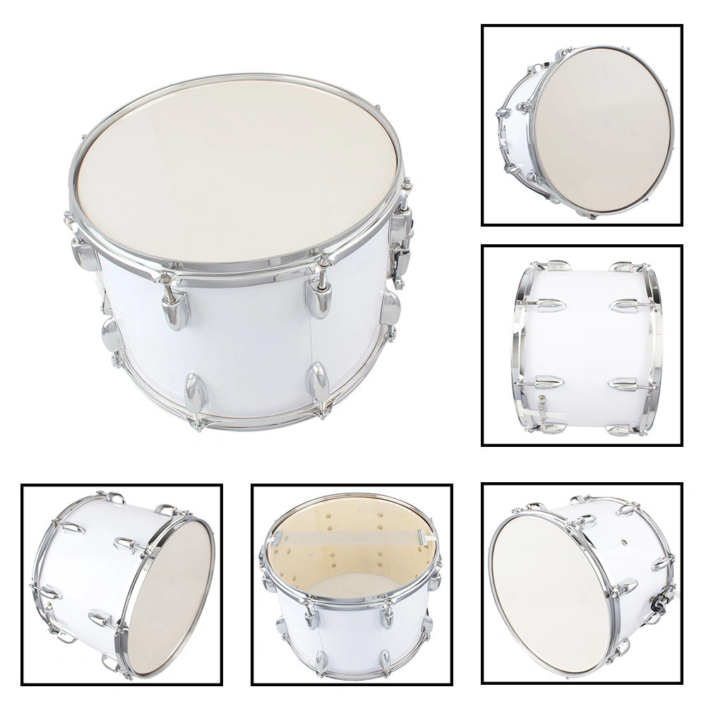14x10 Inch White Marching Drum with Key Strap & Included Drumsticks, Portable Band Snare Drum Kit view 7