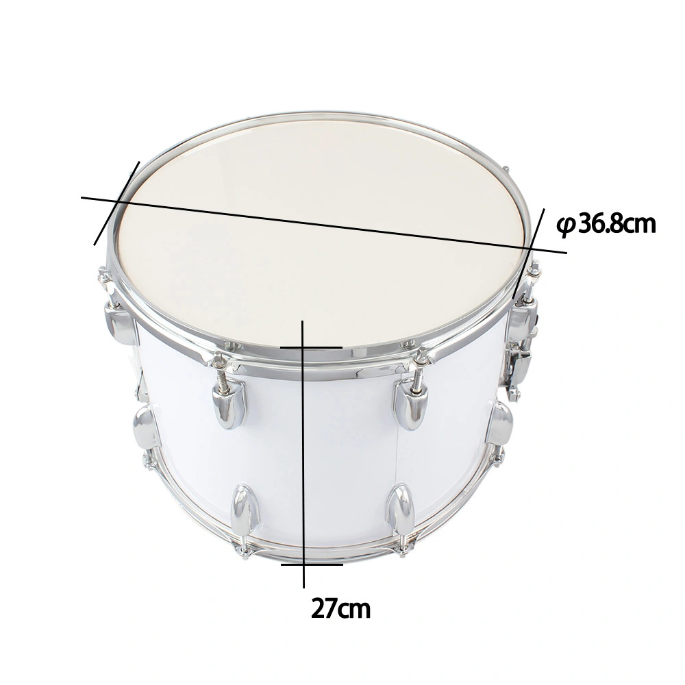 14x10 Inch White Marching Drum with Key Strap & Included Drumsticks, Portable Band Snare Drum Kit view 8
